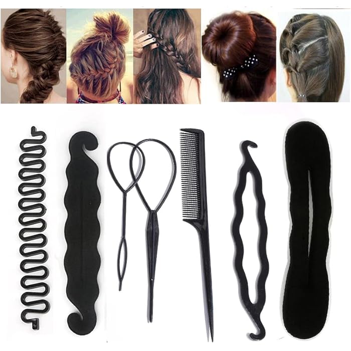 Braiding Bun Hair Styling Kit French Style with Hook-and-Be Magic Styling Tool and Comb Creative Shape Set with Explanation - 6 Piece - Image 4